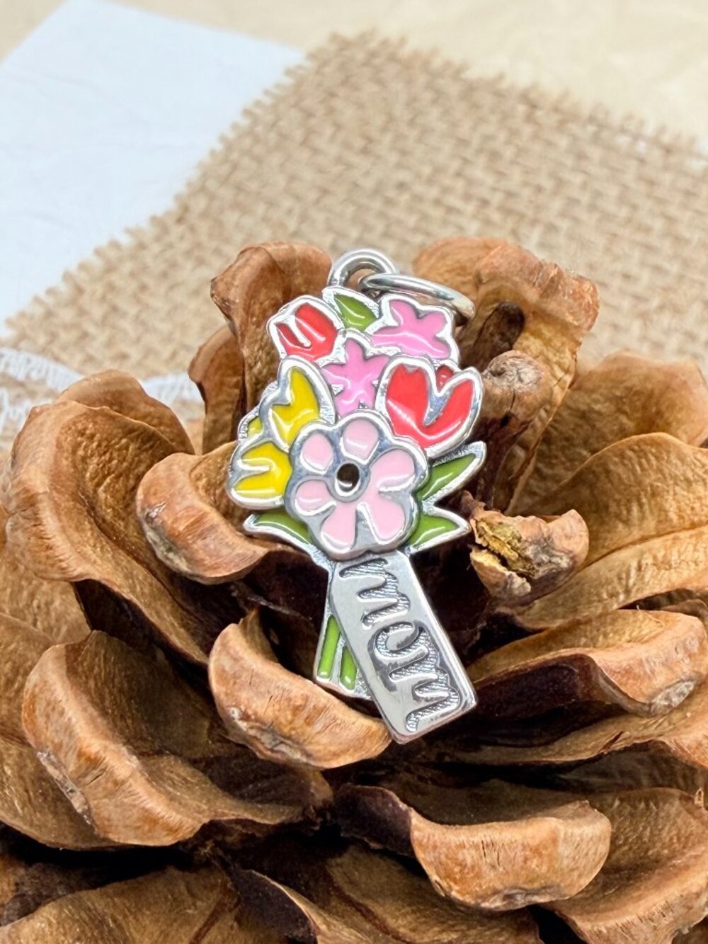 James Avery Enamel Bouquet For Mom Charm Sterling Silver Floral Flowers